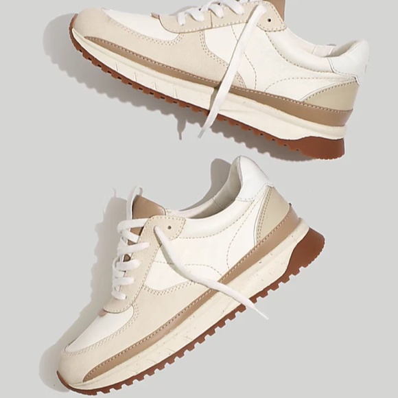 MADEWELL Size 8 Kickoff Trainer Sneakers in Antique Cream Multi $110 MB857 - Picture 1 of 9